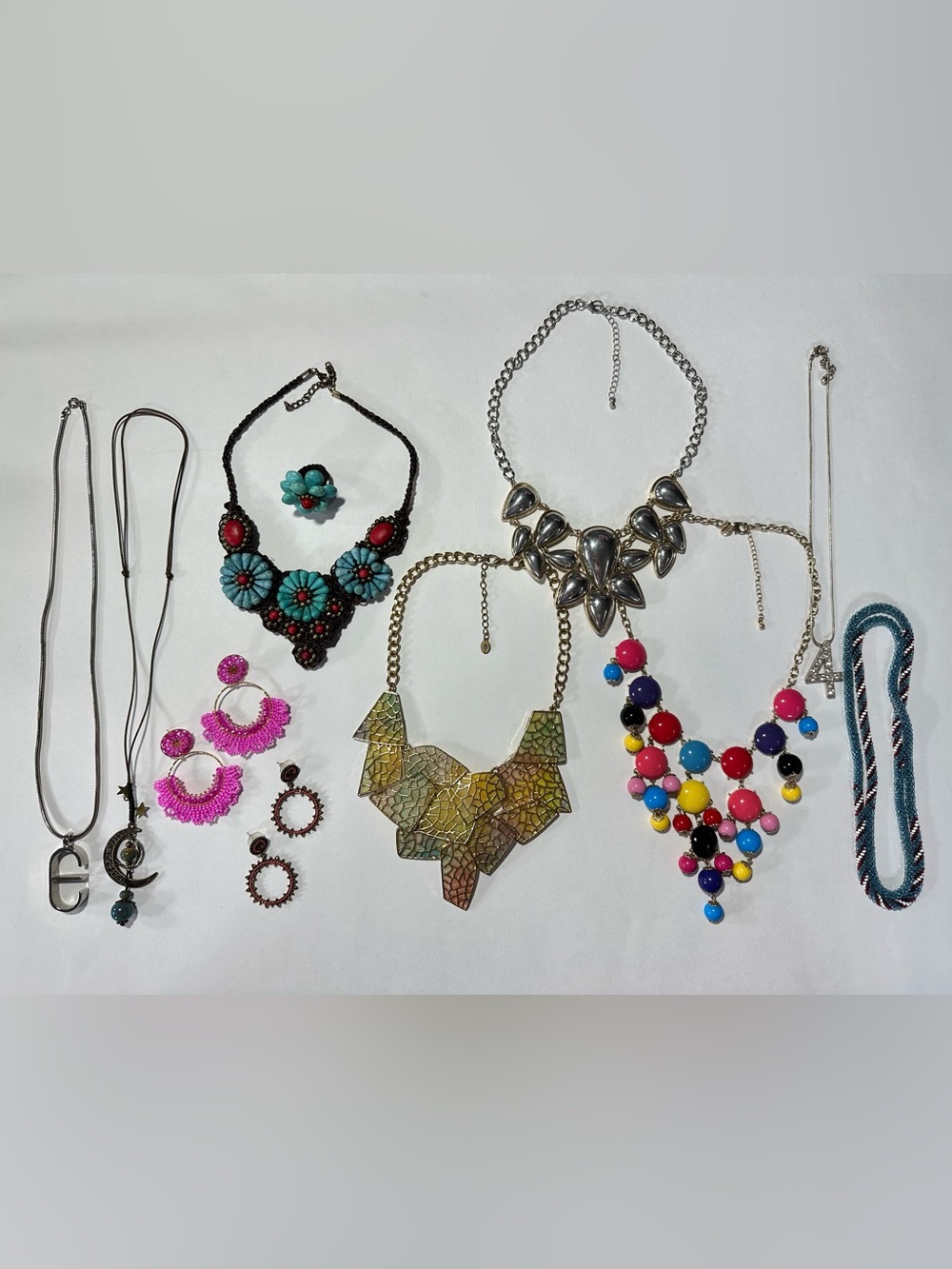 Y2K Multi-Colored Statement Beaded Necklace Earring Lot Scene Kid Emo Kidcore